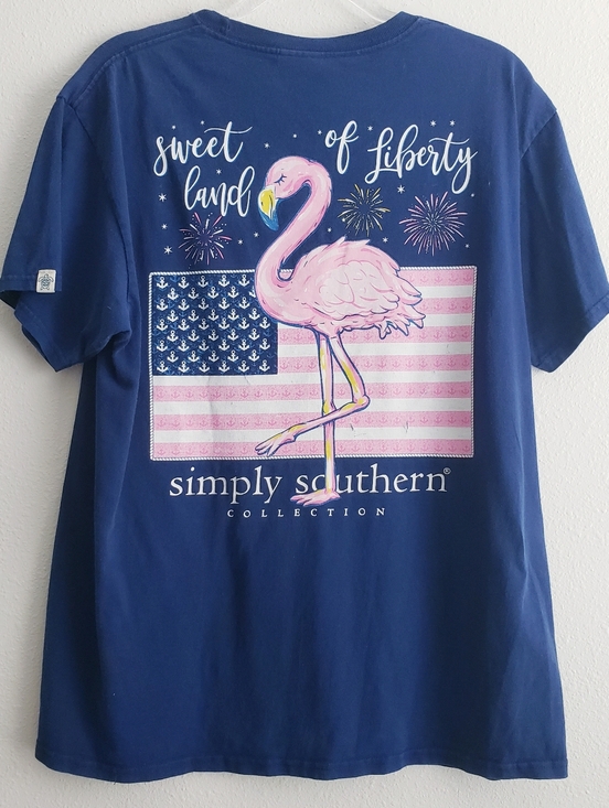 Simply Southern Tops - Simply Southern Land Of The Free Flamingo Short Sleeve Top